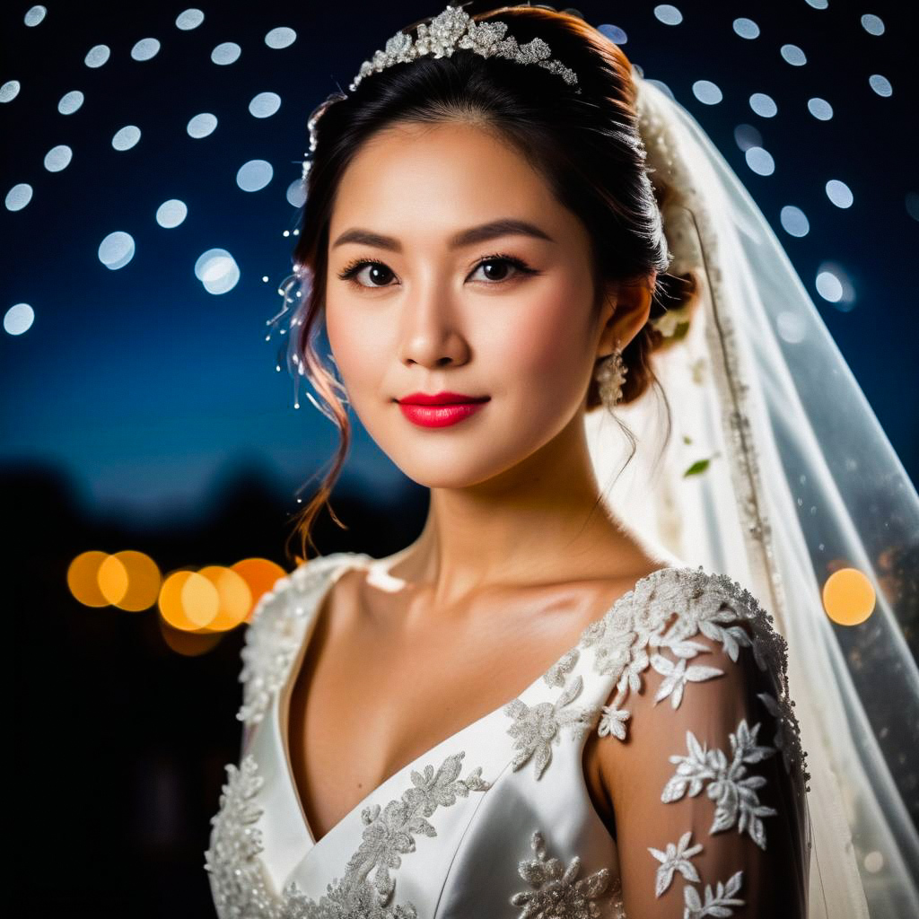 Bride Portrait with Floral Lace and Tiara