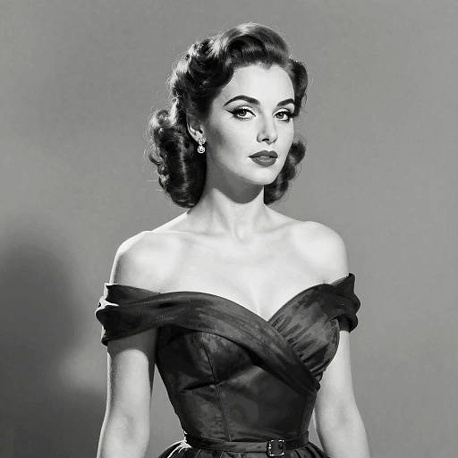 Classic 1950s Glamour Portrait of Woman in Elegant Black Dress