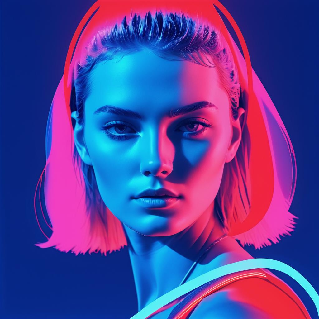 Striking Neon Portrait of a Woman