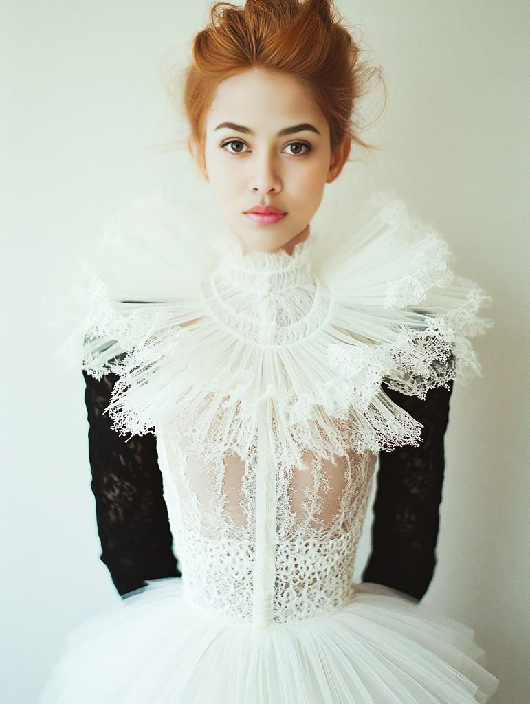 Young Woman in Elegant White Dress