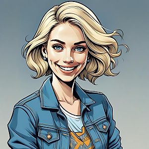 Smiling Young Woman in Denim Jacket