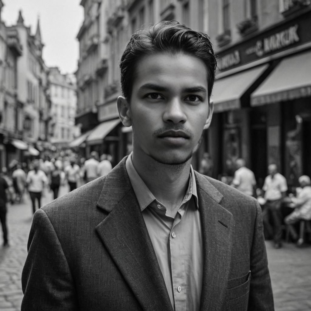 Stylish Man in Urban Black and White