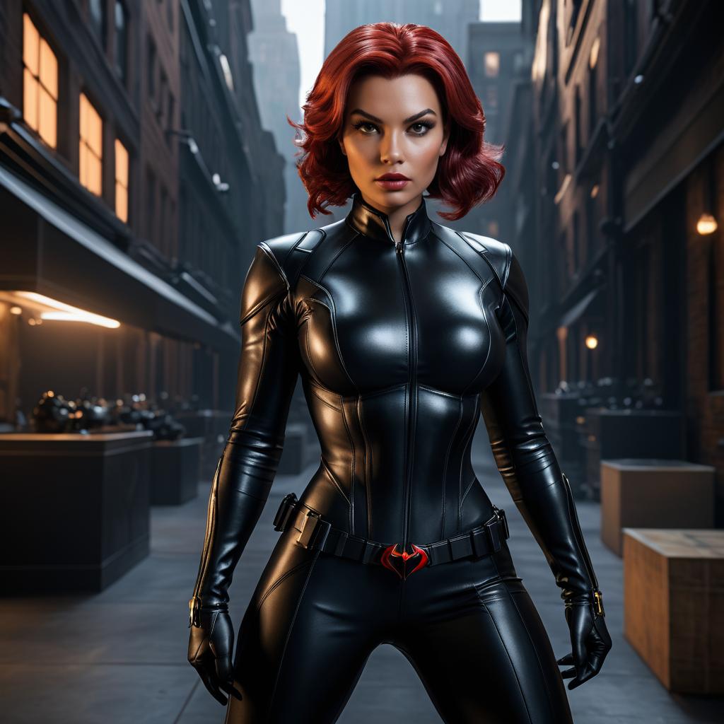 Fierce Woman in Black Catsuit