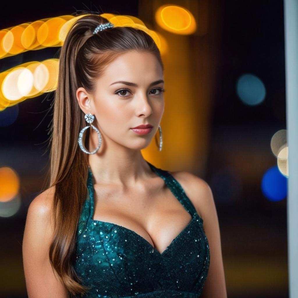 Confident Woman in Green Sequined Dress Confident Woman in Green Sequined Dress