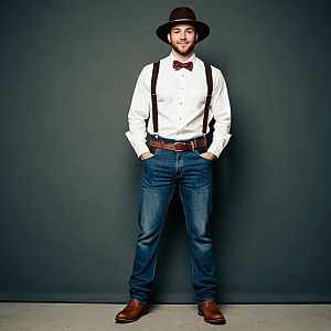 Confident Young Man in Vintage Outfit