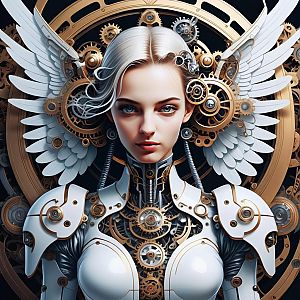 Steampunk Woman with Mechanical Wings