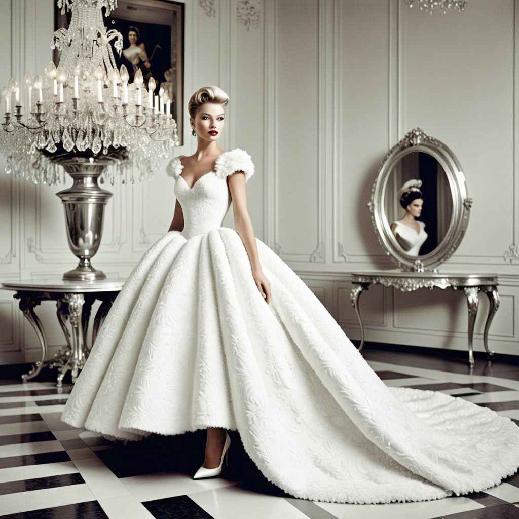 Elegant Woman in Luxurious White Gown