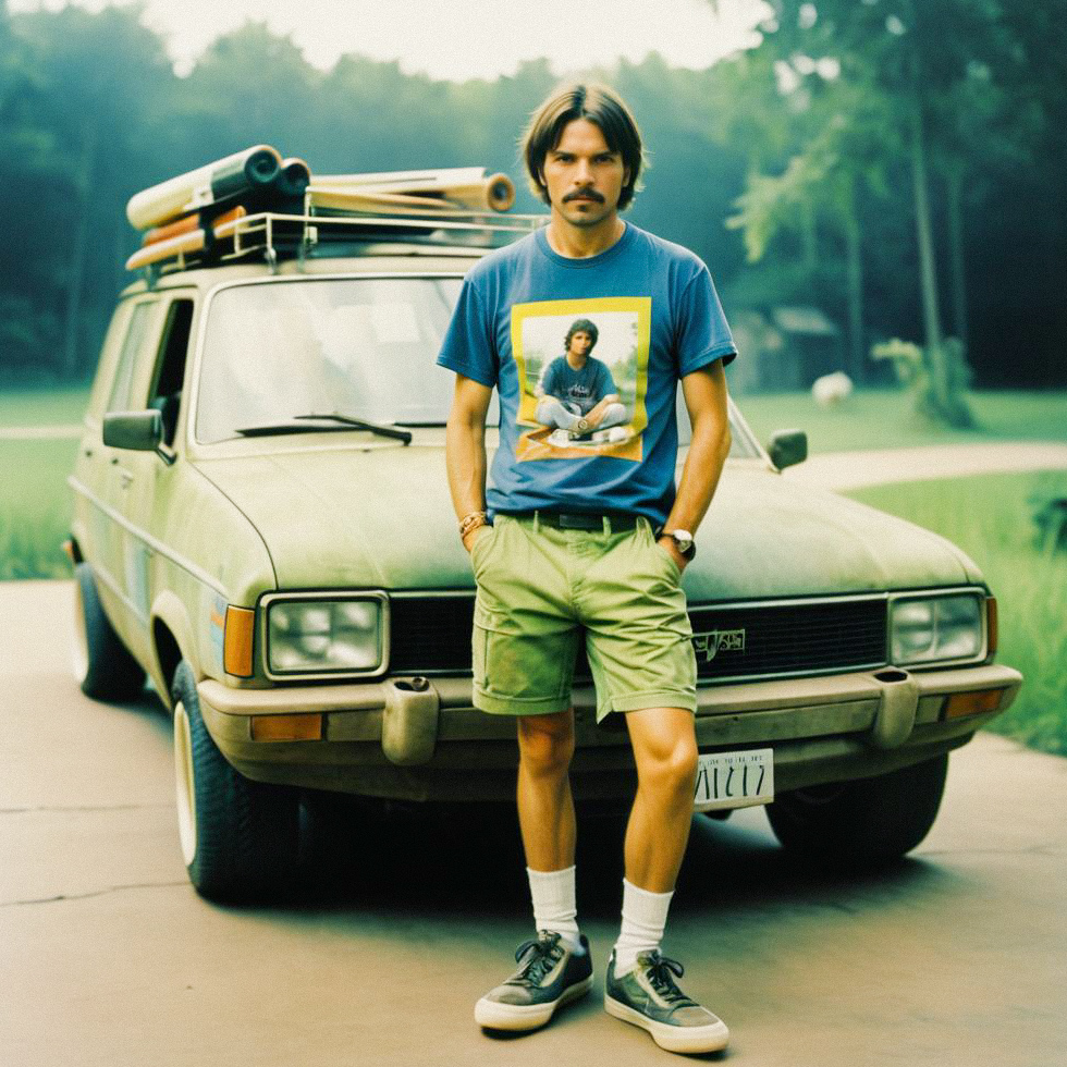 Stylish Young Man by Vintage Car