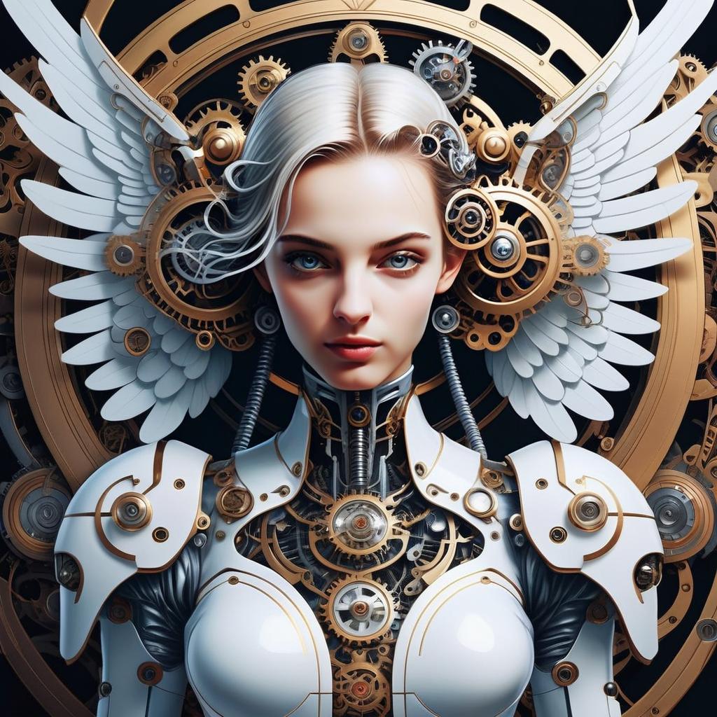 Steampunk Woman with Mechanical Wings