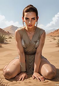 Focused Woman in Desert Landscape