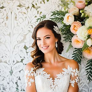 Radiant Bride in Elegant Lace Wedding Dress