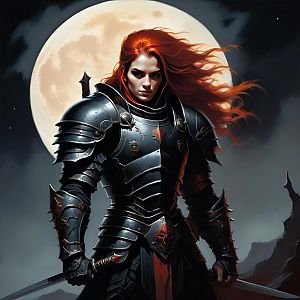 Fierce Warrior Woman Under Full Moon