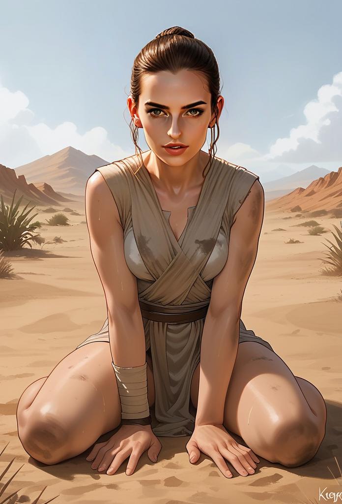 Focused Woman in Desert Landscape