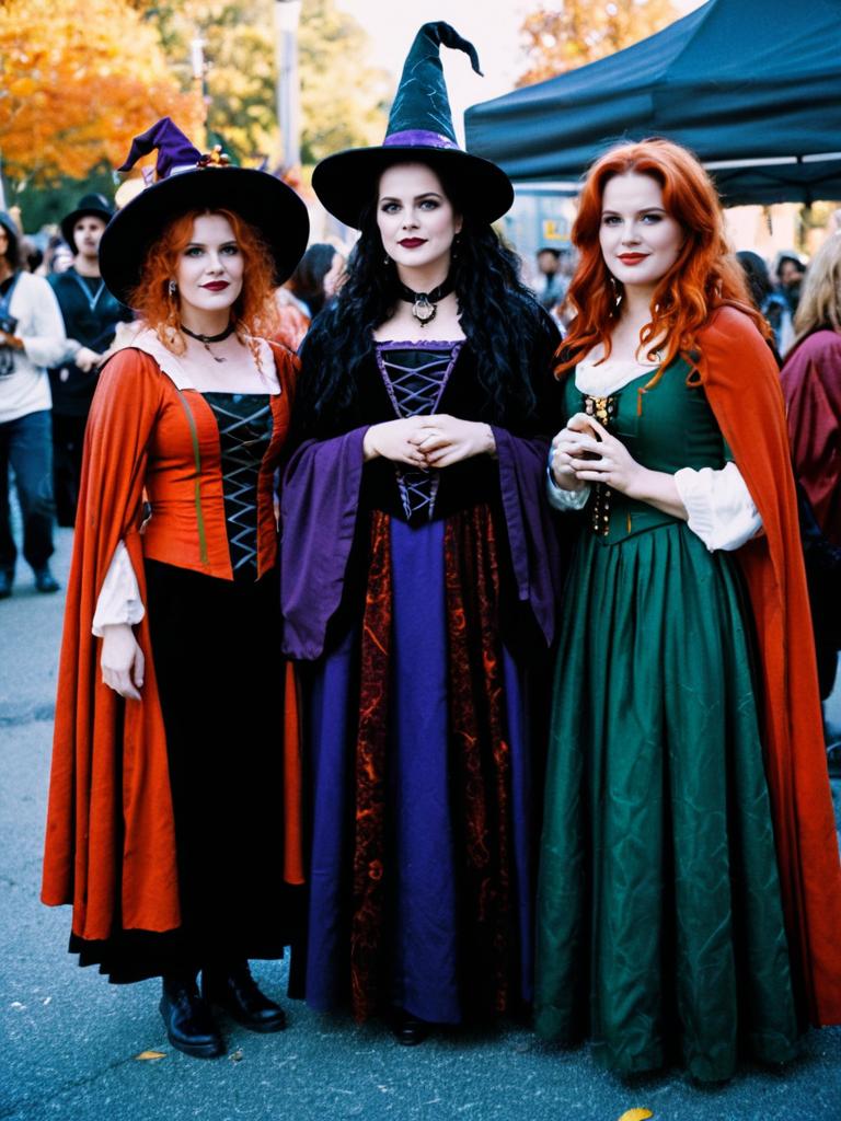 Hocus Pocus Cosplay Group Photo at Halloween Festival
