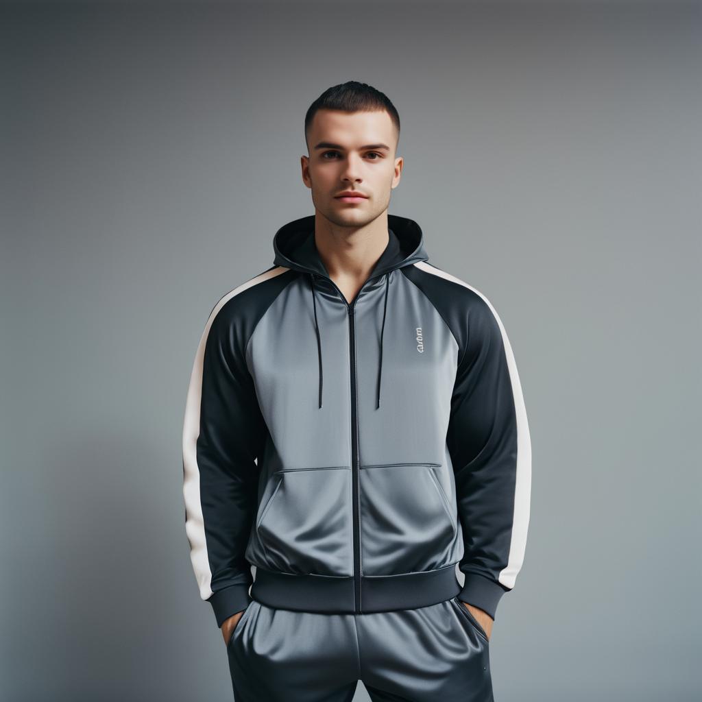 Stylish Young Man in Modern Athletic Tracksuit