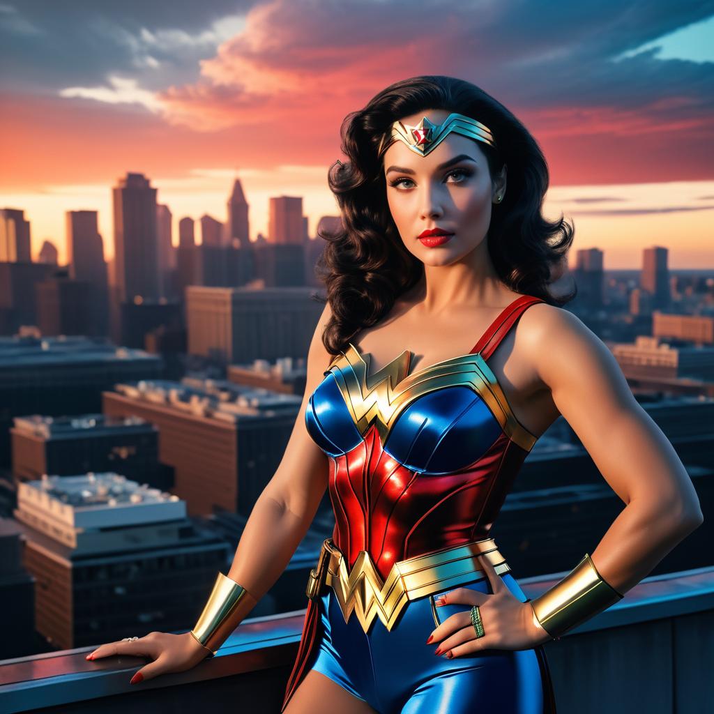 Wonder Woman in Sunset Skyline