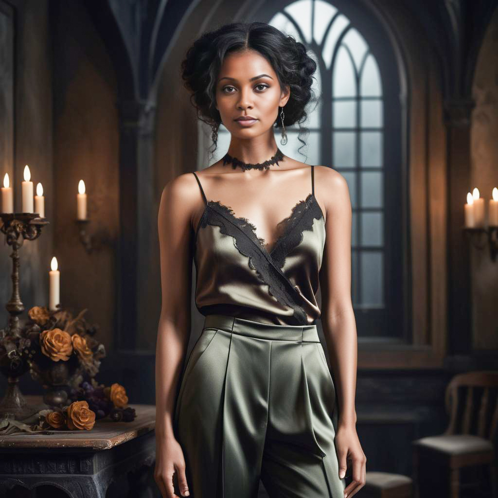 Elegant Woman in Gothic Room Elegant Woman in Gothic Room