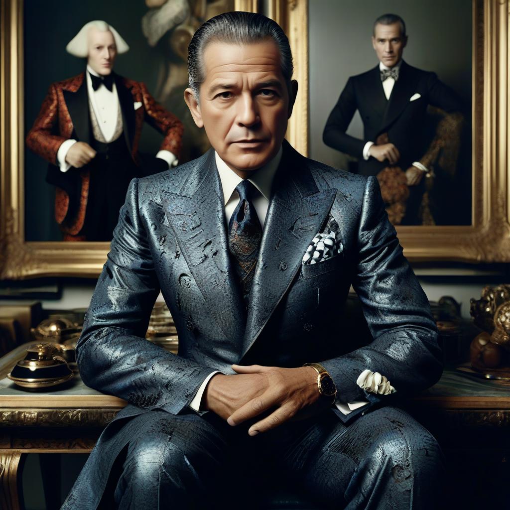 Distinguished Man in Blue Suit at Elegant Desk Distinguished Man in Blue Suit at Elegant Desk