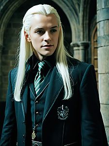 Man in Lucius Malfoy Harry Potter Costume Waist-Up Editorial Portrait