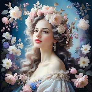 Elegant Woman with Floral Crown