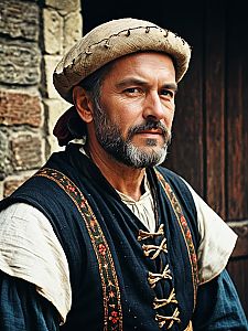 Medieval Peasant Man Costume Waist Up Portrait