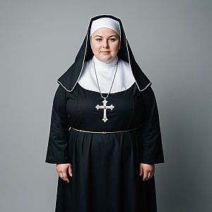 Plus-Size Woman in Nun Costume