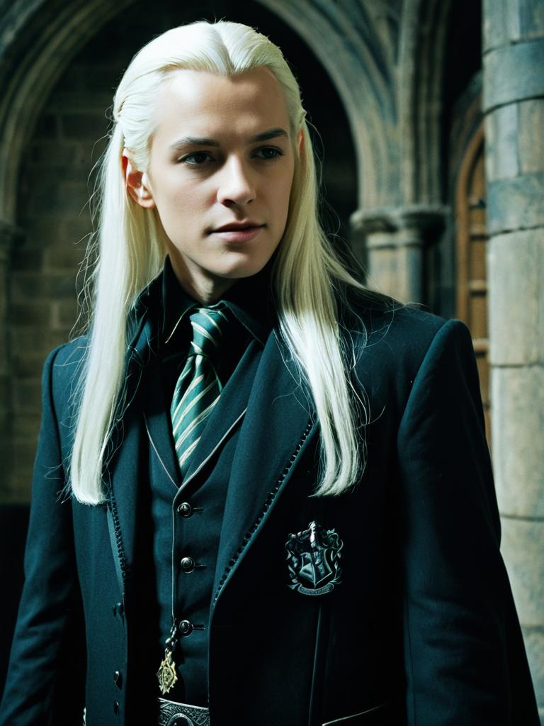 Man in Lucius Malfoy Harry Potter Costume Waist-Up Editorial Portrait
