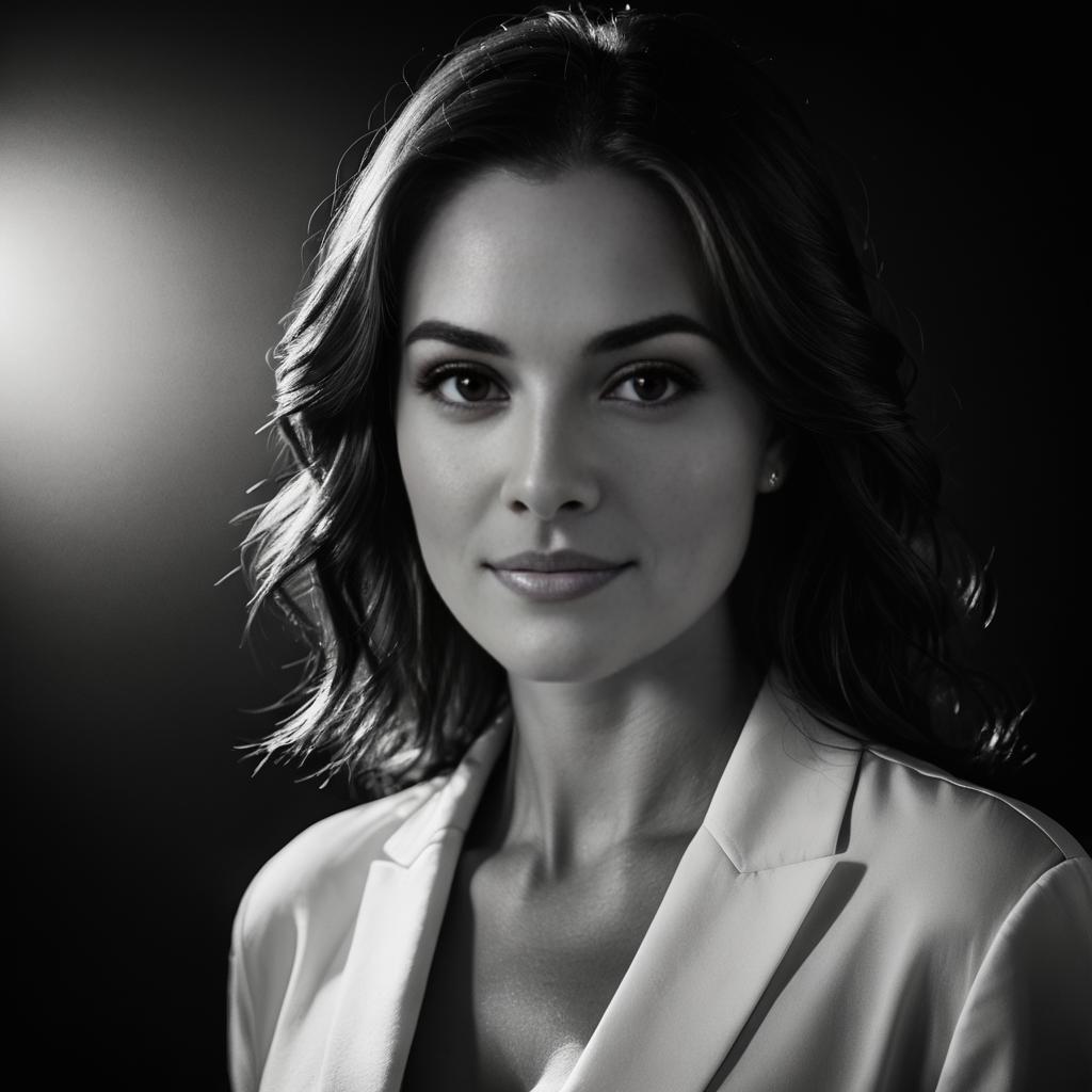 Confident Woman in Classic Black and White Portrait