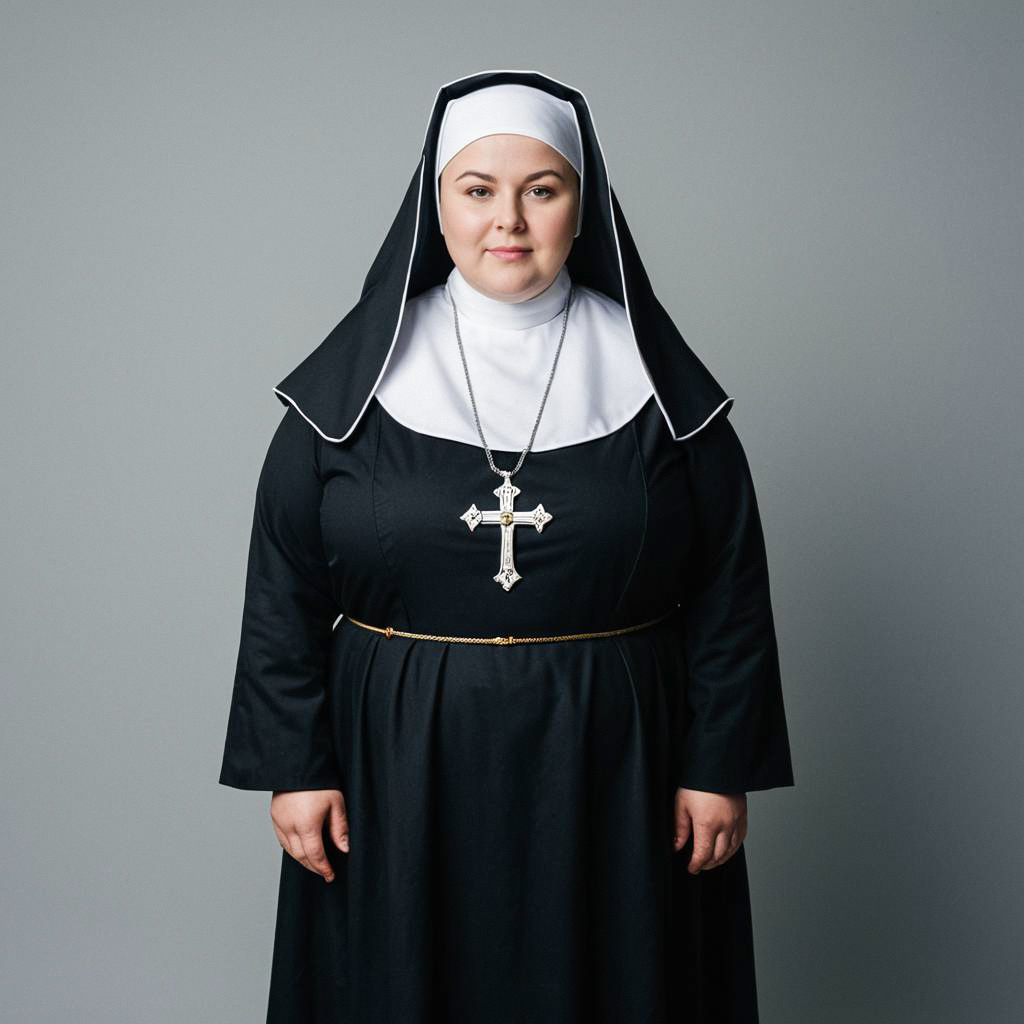 Plus-Size Woman in Nun Costume