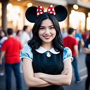 Smiling Woman in Cute Costume with Animal Ears