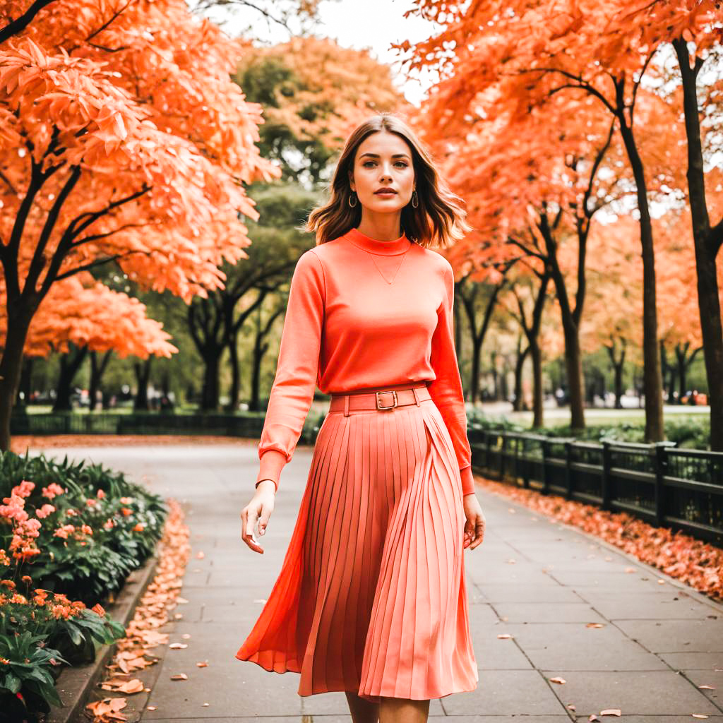 Stylish Woman in Autumn Park