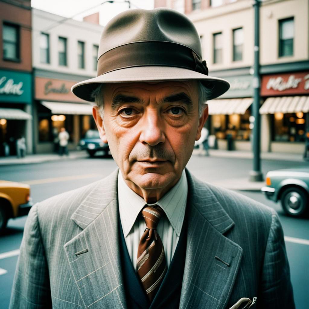 Elderly Man in Classic Suit on City Street