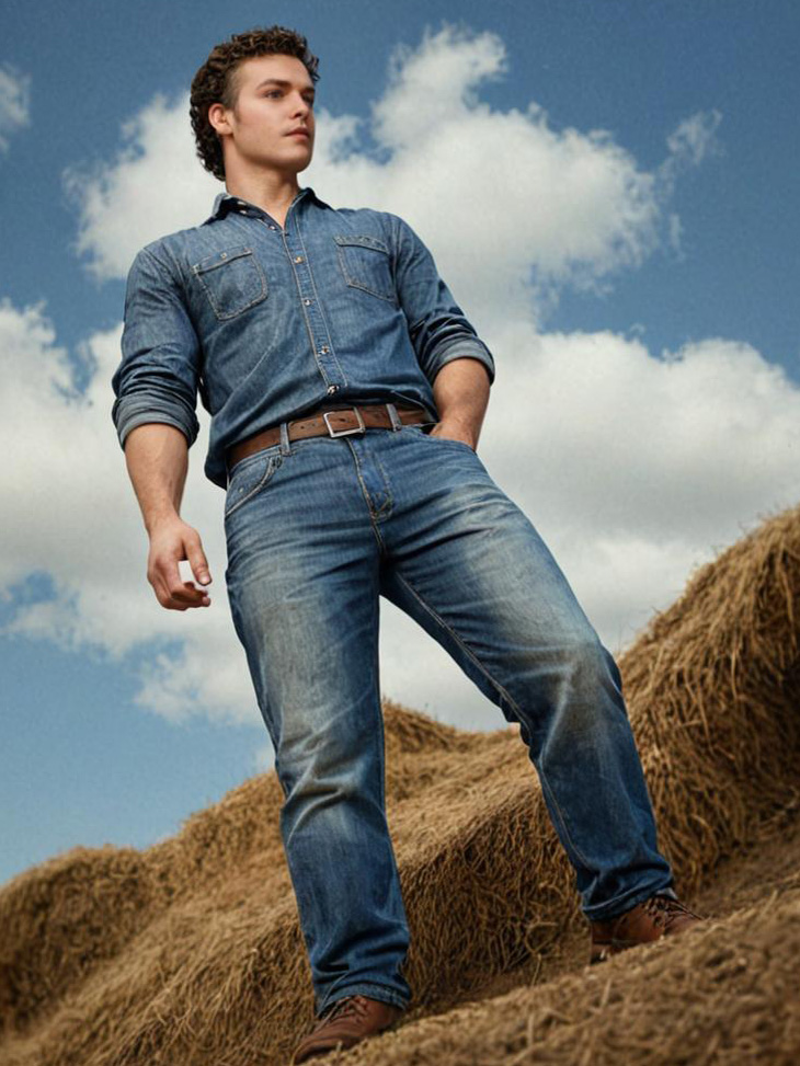 Confident Man in Denim Outfit by Haystack