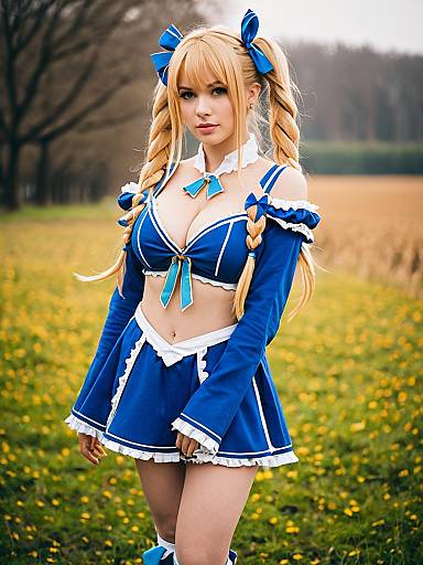 Cucouroux Granblue Fantasy Cosplay Woman in Blue Costume Outdoors