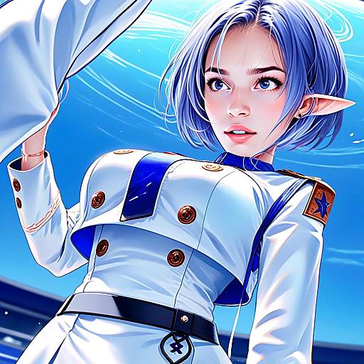 Blue Archive Inspired Anime Woman in Futuristic Uniform Digital Art