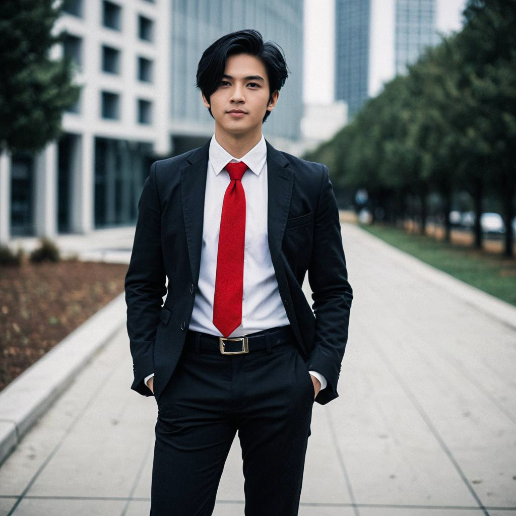 Confident Young Man in Stylish Business Suit Outdoors