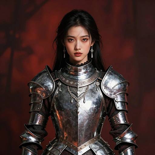 Young Woman in Medieval Armor Portrait with Modern Elegance