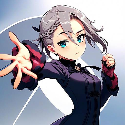 Anime Girl with Blue Eyes and Gothic Outfit in Angel Princess Principal Style