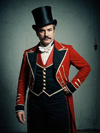 Man in Ringmaster Costume Waist Up Portrait Photorealistic