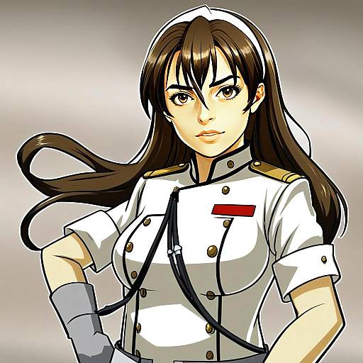 Ashigara Kai Ni Anime Character in White Military Uniform