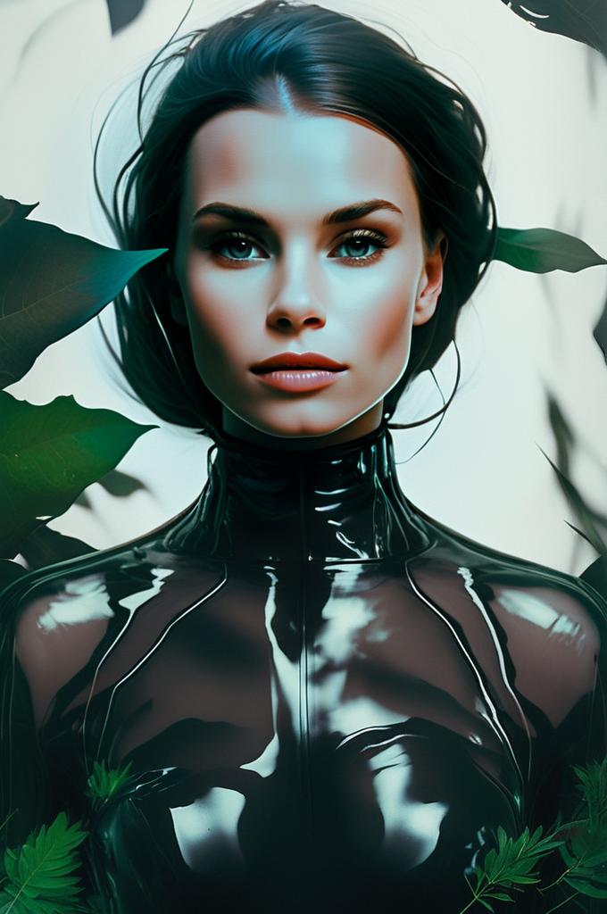 Portrait of Woman in Black Latex Outfit Portrait of Woman in Black Latex Outfit
