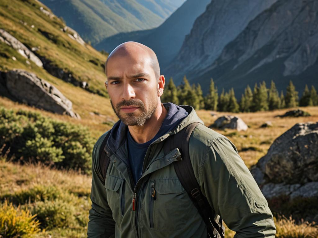 Man with Backpack in Stunning Mountain Landscape