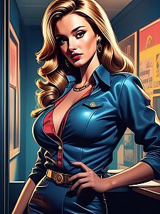 Confident Woman in Glossy Outfit