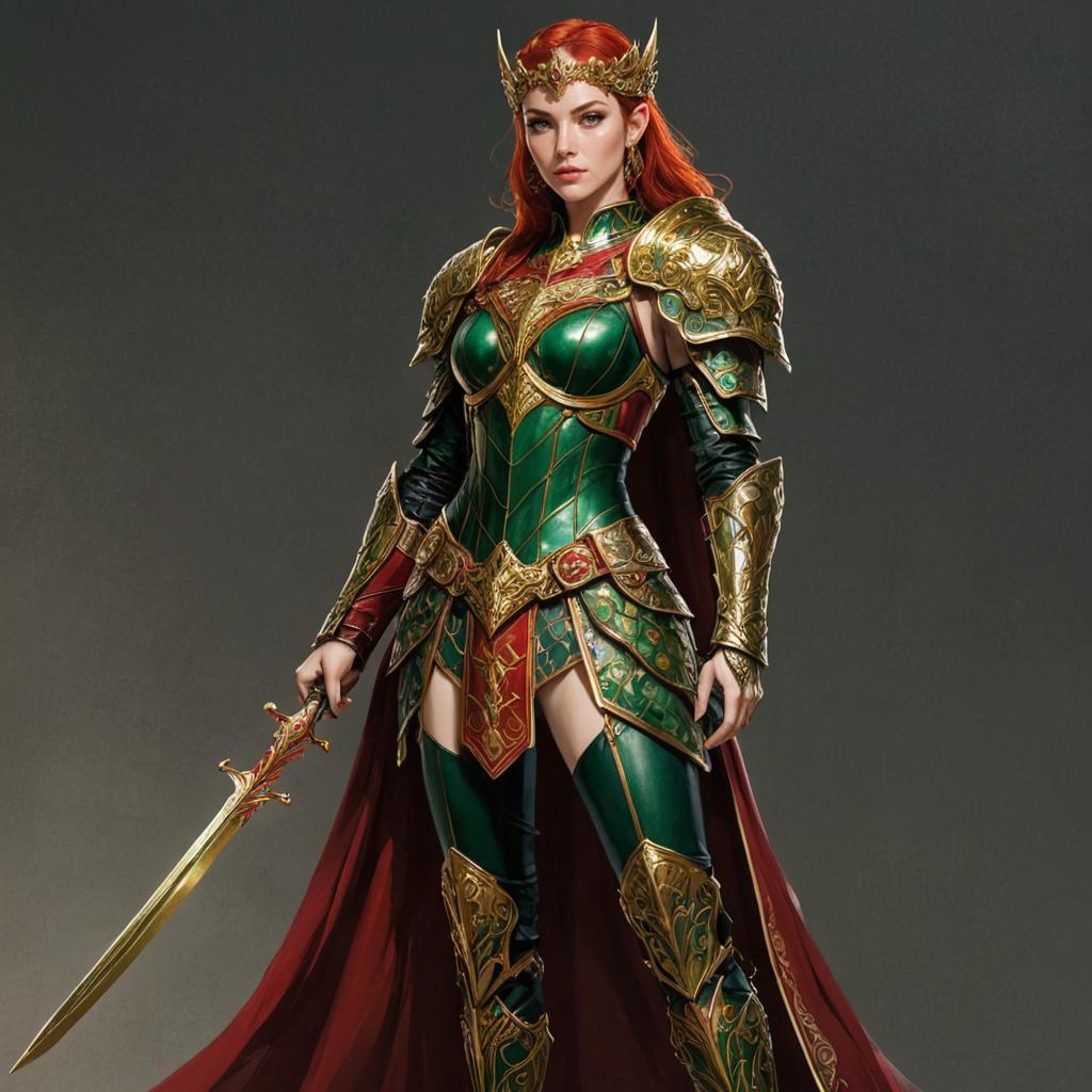 Regal Red-Haired Elven Princess Warrior