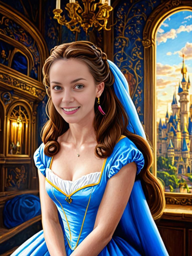 Woman as Belle with Fairytale Castle