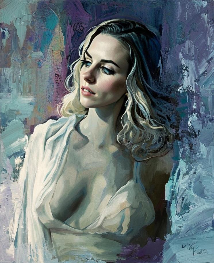 Digital Painting of Blonde Woman in Impressionist Style