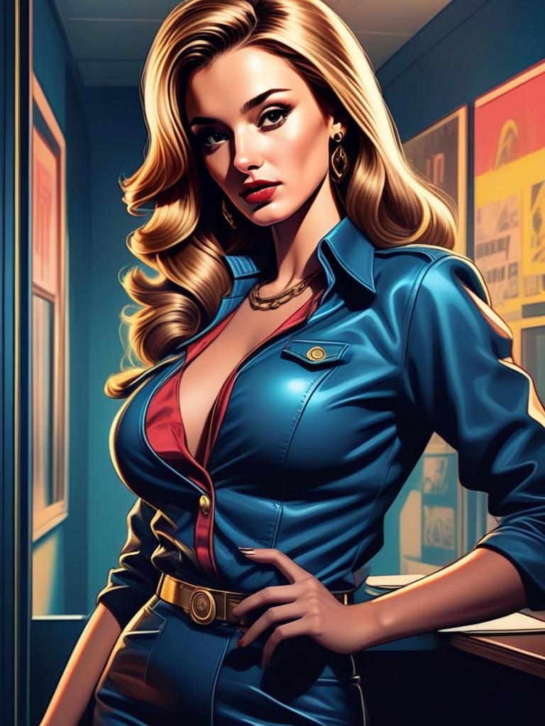 Confident Woman in Glossy Outfit