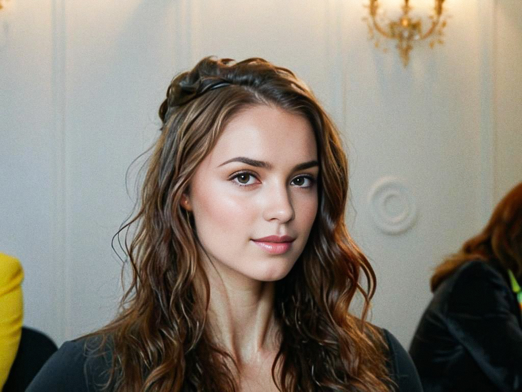 Elegant Portrait of a Young Woman with Wavy Hair Elegant Portrait of a Young Woman with Wavy Hair