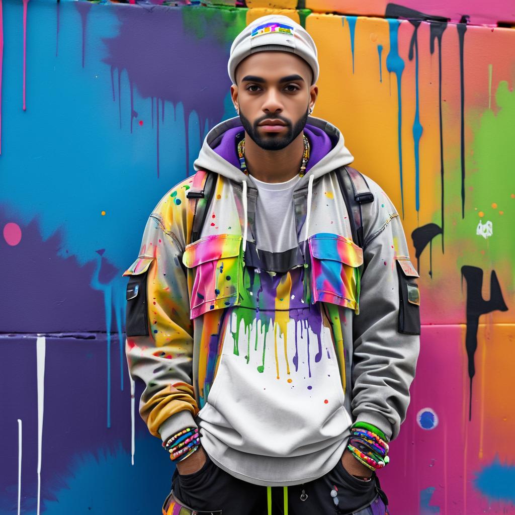 Stylish Young Man Against Graffiti Wall