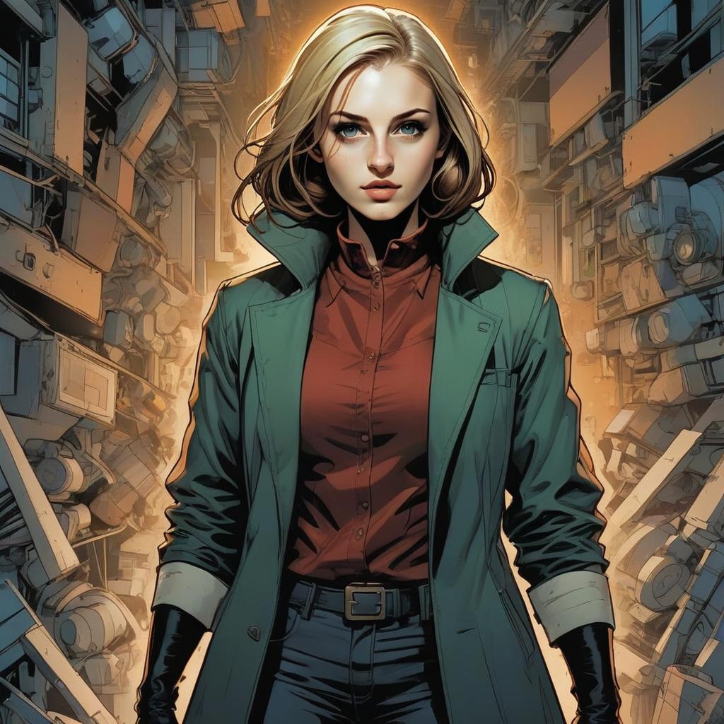 Confident Woman in Futuristic Environment